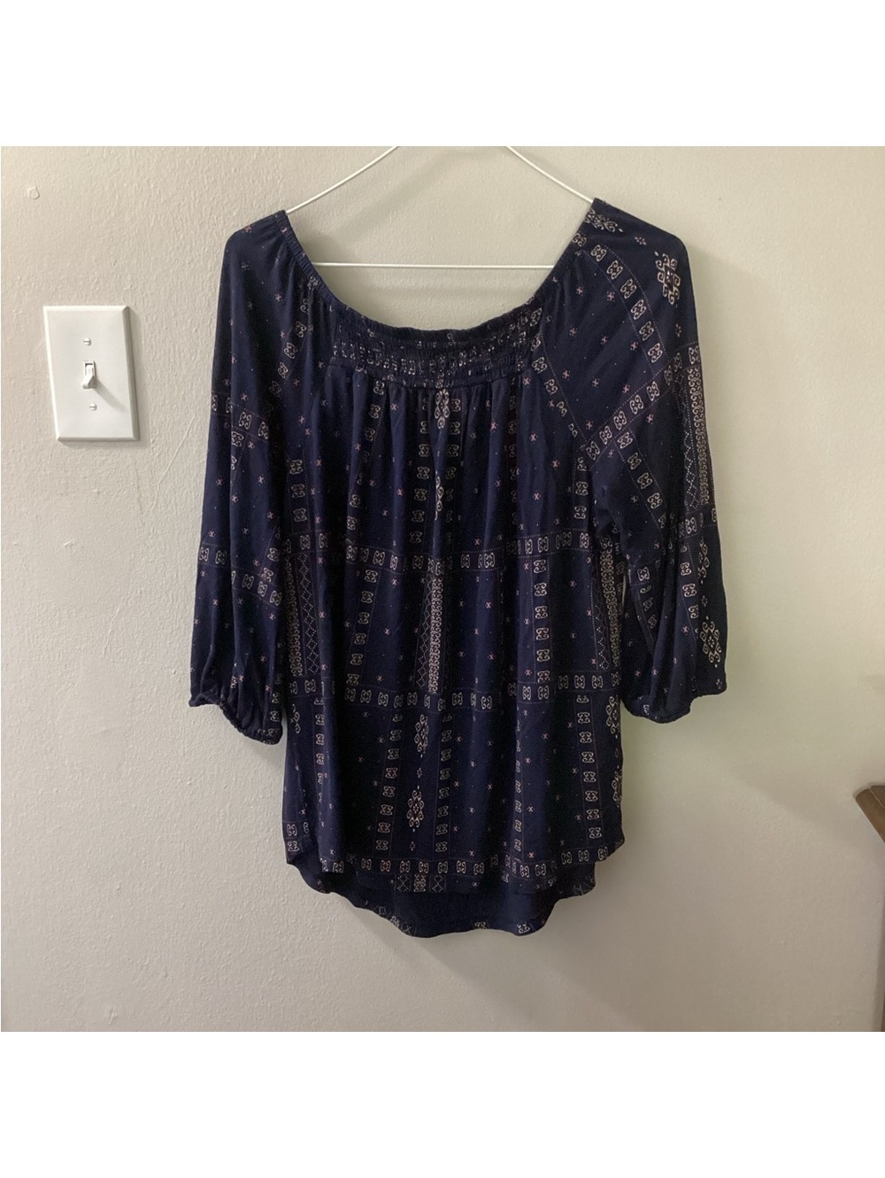 Women’s Maurice’s Medium Navy Pink Design 3/4 Sleeve Blouse Tote2